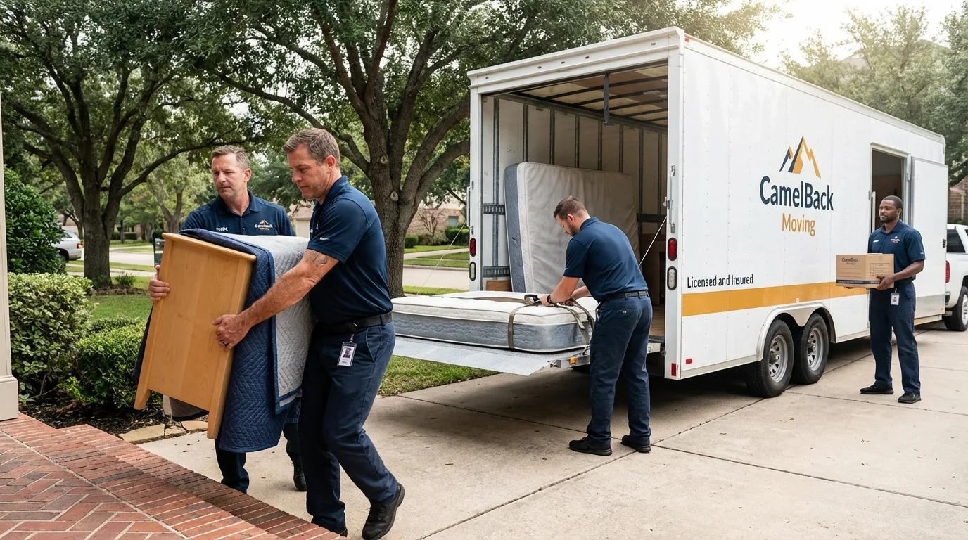 Crew loading residential truck for cross-state move from Hacienda Heights, CA