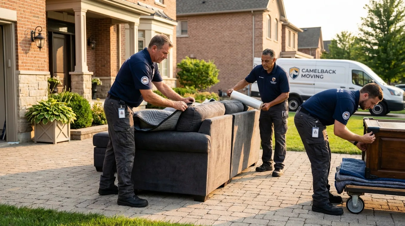 Large estate moving crew wrapping furniture in Hacienda Heights, CA