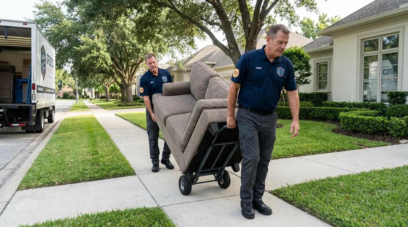 Local residential moving crew loading furniture in Hacienda Heights, CA