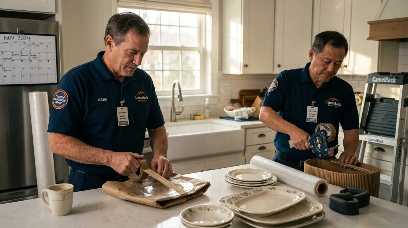 Professional crew packing kitchen dishware in Hacienda Heights, CA